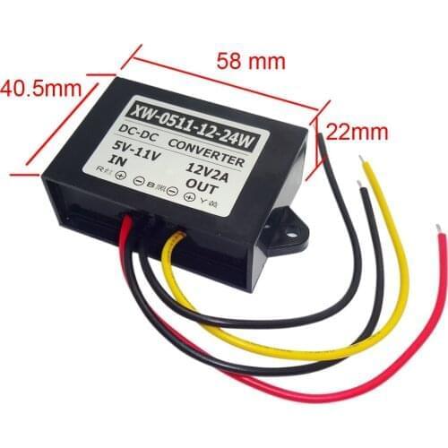 DC Step Up Adaptor 5V-11V To 12V 2A 24W Power Supply Converter Waterproof Regulator Module For LED Lights Solar Energy