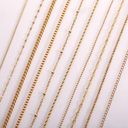 Wholesale Stainless Steel Chain Choker Necklaces For Women Thin Chain Choker Gold Plated DIY Link Chain Necklace Making Collar