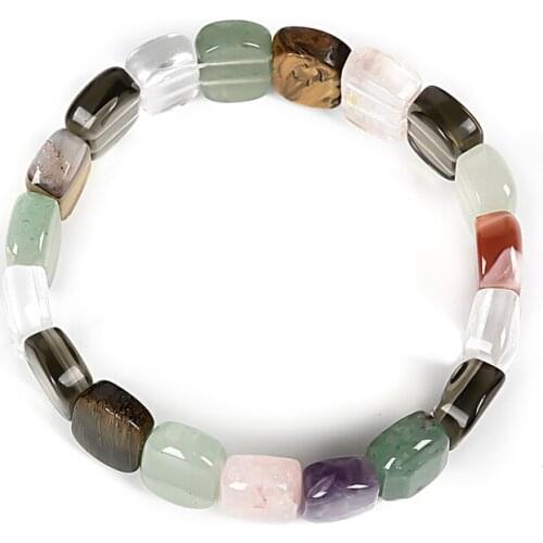 Colorful Gem Beads Size For 10*14.5mm Seven-colorful Stone 5.7mm thickness Handmade Bracelet 7.5inch For lover wholesale H193