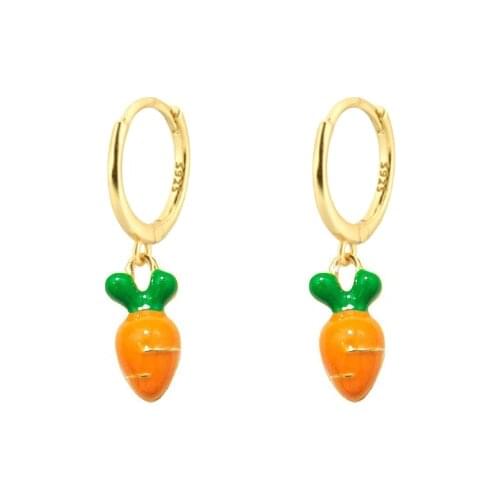 Gold Filled Yellow Color Enamel Carrot Pendant Drop Earring for Women Lovely Jewelry Party Piercing Pendiente Fashion Gift 2022
