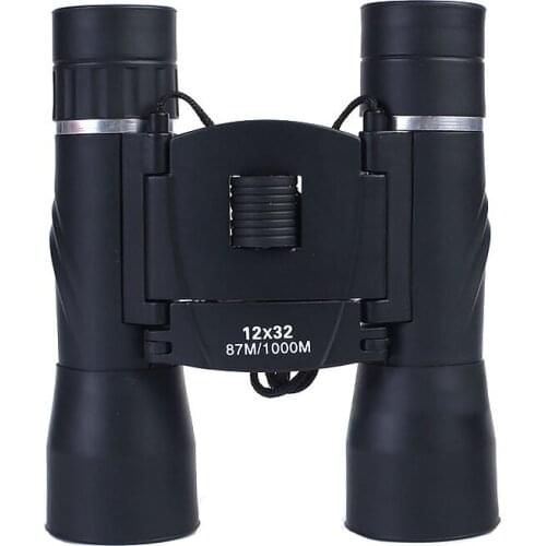 Foldable Binocular Telescope 12x32 Black HD FMC Coated Binoculars Portable Outdoor Camping Hunting Bird-watching Telescope