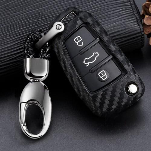 Carbon Fiber folding Remote Car Key Cover Case for Audi A1 Q3 Q7 A3 A4 A5 A7 A8 TT R8 S6 S7 SQ5 RS5 Shell Key protection case