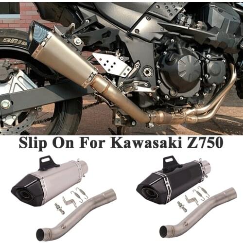Slip On For Kawasaki Z750 2007 - 2013 Motorcycle Exhaust Escape Silencer Modified Motorbike Middle Link Pipe Muffler DB Killer