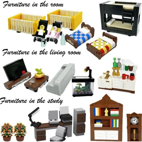 MOC Furniture City Building Block Montessori Toy Baby Figure Christmas Tree Children Girls Creative DIY Toys Decoration Gifts WM