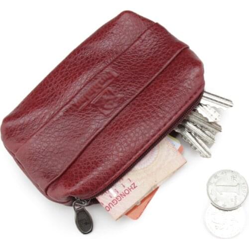 Vintage Genuine Leather Key Wallet Women Keychain Covers Zipper Key Case Bag Men Key Holder Housekeeper Keys Organizer