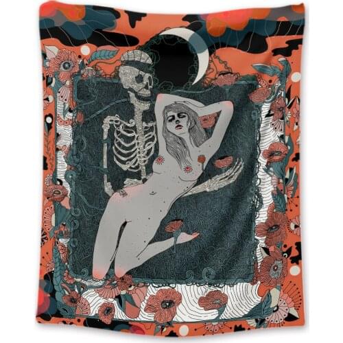 Wandkleed bohemian tapestry skull tissu mural women wall blanket hippy decor wall fabric wall cloth