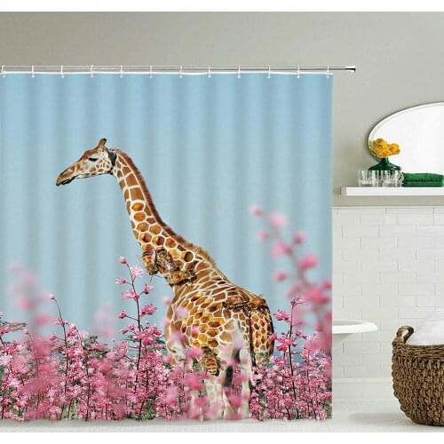 Funny Zebra Giraffe Tiger Owl Deer Shower Curtain Waterproof Polyester Fabric Print Personality Bath Curtain Bathroom with Hooks