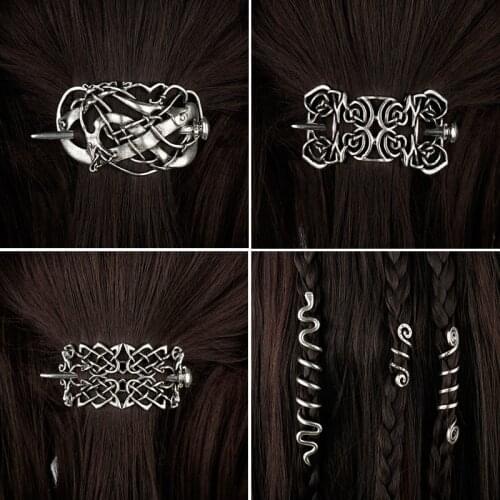 Vintage Celtics Knots Viking Runes Double Heads Hairpin Hair Clips Stick Slide Braid Hair Accessories For Women Girl Jewelry-15