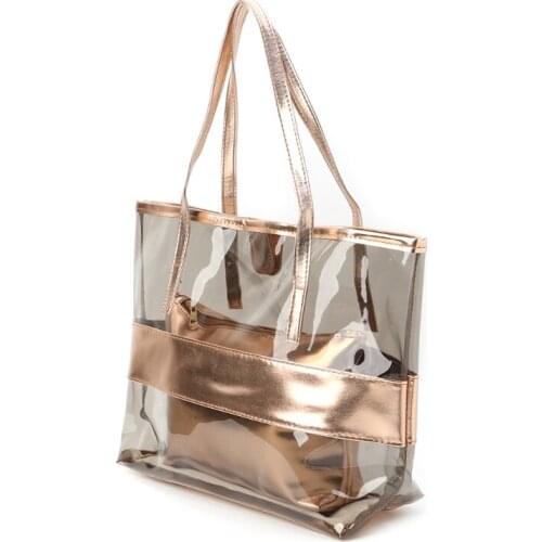 Women Transparent Shopping Bags Jelly Clear Beach Handbag Tote Shoulder Bag