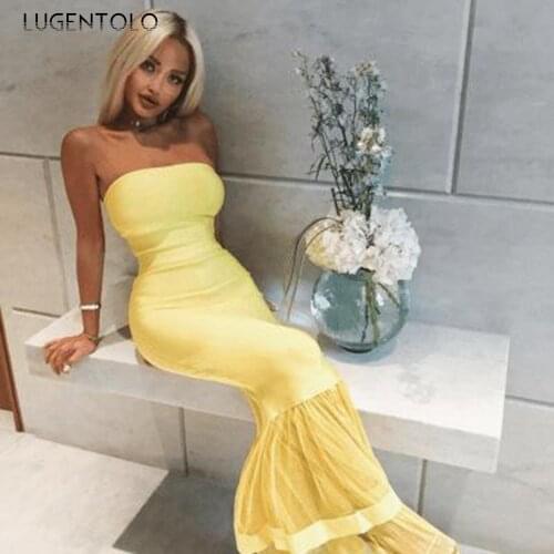 Women Party Dress Sexy Breast Wrap Summer Slim Chiffon Dresses Sleeveless Backless Mesh Ladies Dinner Long Dress