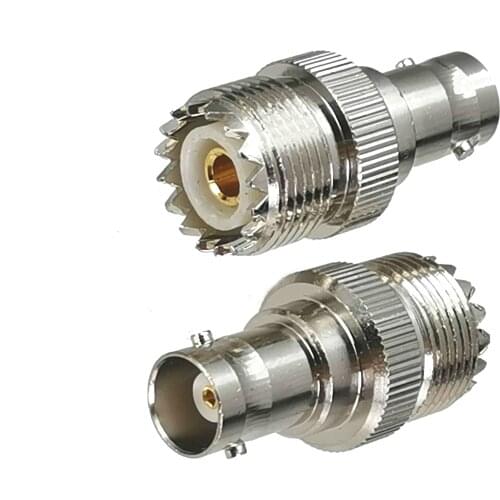 1pcs Connector Adapter BNC Female Jack to UHF SO239 Female Jack RF Coaxial Converter Straight New