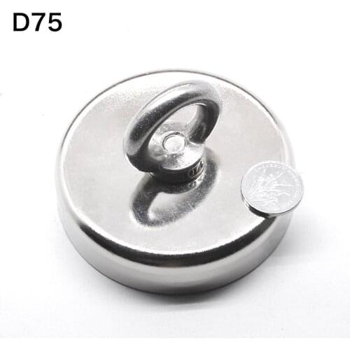 1pcs Pulling Mounting D75mm strong powerful neodymium Magnet Pot with ring fishing gear, deap sea salvage equipments D75