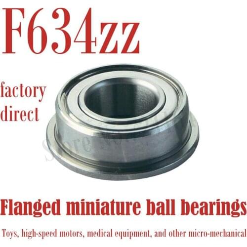 10PCS Free Shipping F634ZZ Flanged bearing RF1640ZZ FL634 ZZ F634-2Z 4*16*5 mm Shielded Miniature Ball Bearings Rc hobby