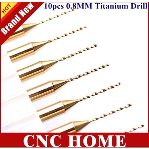 10pcs/lot 3.175MM Shank 0.8MM Titanium Coated Carbide PCB Dremel Jewelry CNC Drill Bits, CNC Router Bits
