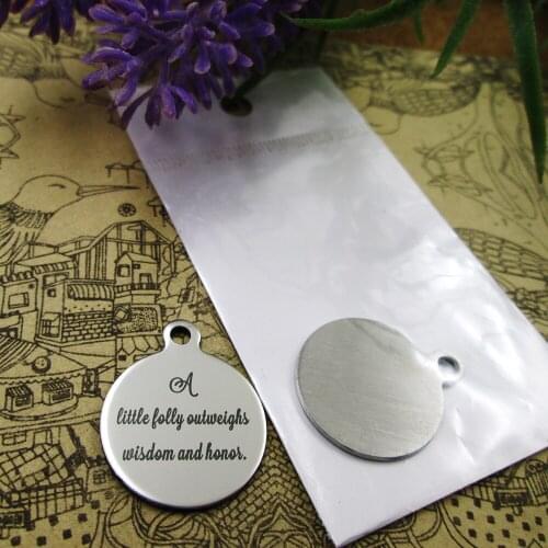20pcs--"A little folly outweighs and honor."stainless steel charm more styles for choosing DIY Charms Bible gold sentence