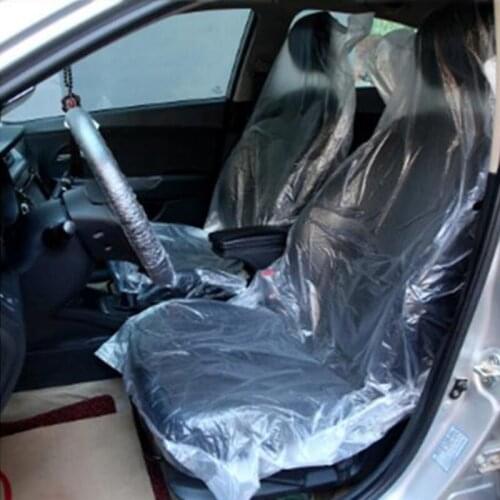 100pcs universal car disposable PE plastic soft seat cover waterproof car repair protective cover