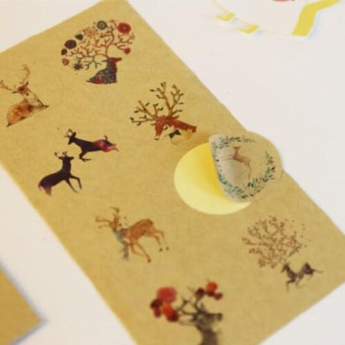 16Pcs Painting Mori Ellipse Sealing Stickers Kraft Paper Cake Packaging Adhesive Gift Stationery Label Sticker paper