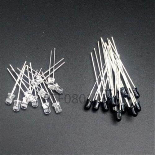 20pairs/40pcs 5mm 940nm IR LED Assorted Infrared Emitter And IR Receiver Diode Diodes 5mm 940nm IR Infrared LED Diode LED Lamp