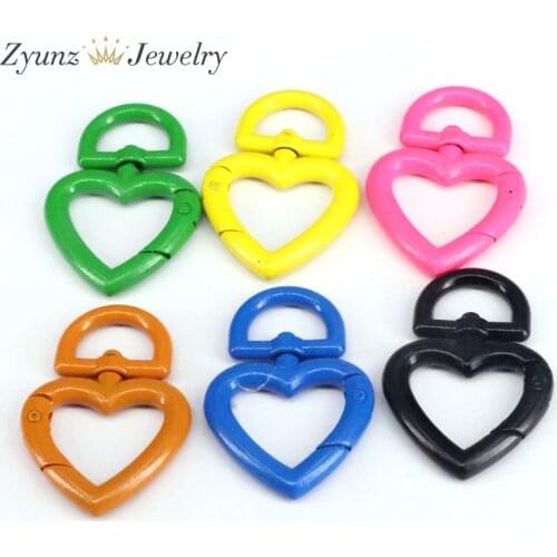 5PCS, Metal Enamel Swivel Big Heart Clasps Swivel Snap Hooks Clasp Jewelry Making Supplies Keychain DIY Accessories