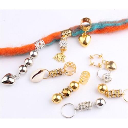 5Pcs Silver Gold Hair Braid Dreadlocks Bead Hair Ring Cuffs Dread Tube Charm Dreadlock Braid Extension Styling Tools Accessories