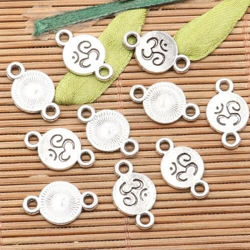 60pcs tibetan silver color buddha symbol conector design H2178