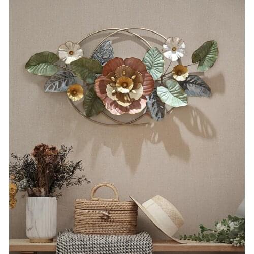 American Wrought Iron 3D Stereo Flower Leaf Accessories Home Livingroom Sofa TV Wall Mural Decoration Hotel Wall Sticker Crafts