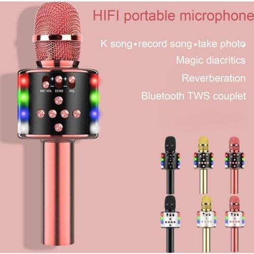 D168 Bluetooth Microphone Portable Interconnection Technology ABS Wireless Portable Multifunctional Karaoke Microphone for Party