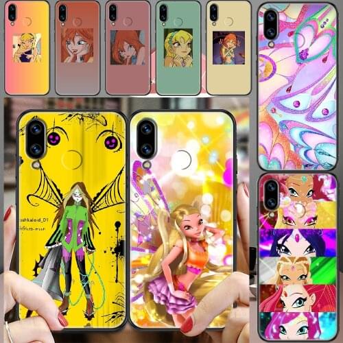 Girl Winxs Cute Clubs Elves Phone case For Huawei Honor 6 7 8 9 10 10i 20 A C X Lite Pro Play black silicone bumper painting