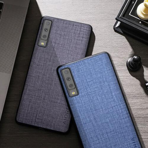 Fabric Silicone Case For Samsung Galaxy A7 2018 Soft TPU Bumper Back Cover For Samsung Galaxy A7 2018 Case Funda