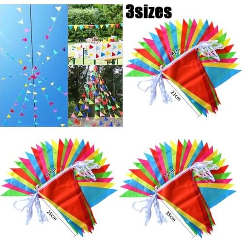 Colorful 100m Triangle Flag Pennant Bunting String Banner Garland Festival Party Holiday Home Garden Decoration