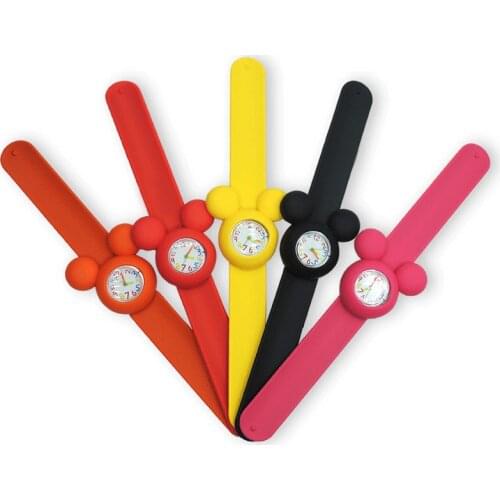 Disney Cartoons Mickey head Childrens lap circle watch Environmental protection Silica gel Split boy girl Silicone Watch