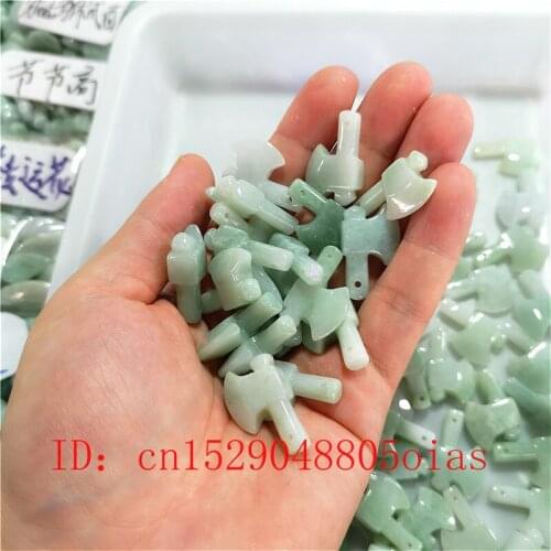 DIY Natural Jade Beads Jadeite Axe Ax Pendant Emerald Jewelry Fashion Charm Accessories