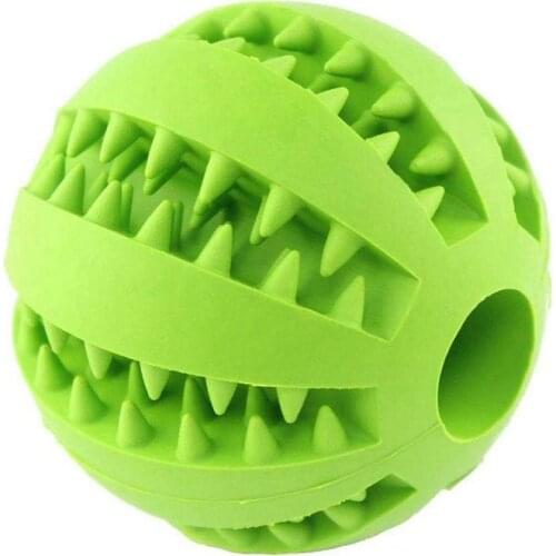 Dog Tooth Cleaning Balls,Chewing Food Toys Ball Non-Toxic Soft Rubber Ball for Pet Training(Green)