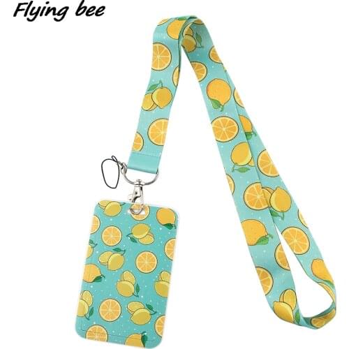 Flyingbee X1599 Lemon Lanyard Bank Credit Card Holder Wallet Bus ID Name Work Card Holder For Student Card Cover Business Card