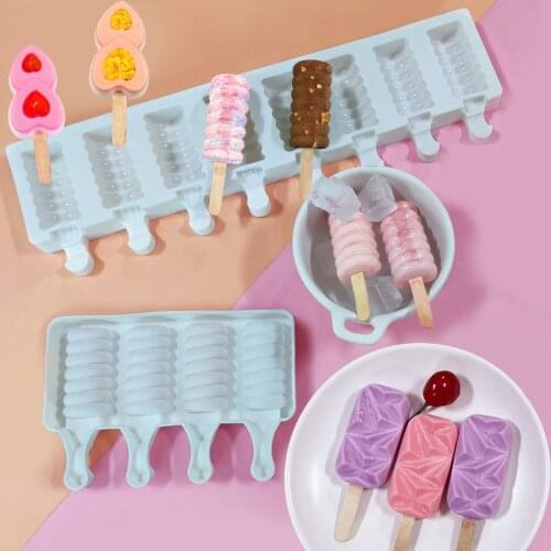 Meibum Popsicle Molds and 50pcs Wooden Sticks Ice Cream Moulds Juice Milk Silicone Cube Tray DIY Kitchen Summer Dessert Tools