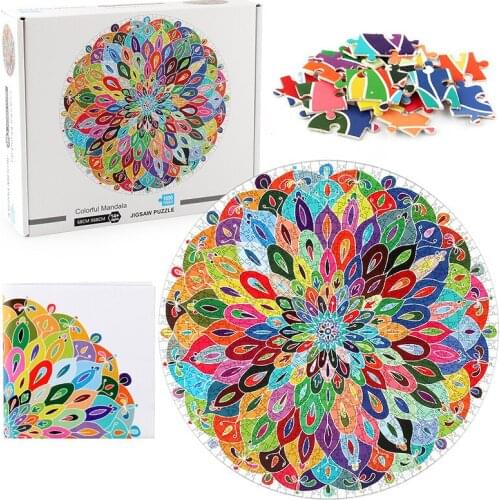 JINLETONG Puzzle-Blooming Color-puzzle 1000 pieces Challenge Blue Board Round Jigsaw Puzzles 3d puzzle for adults puzzle box