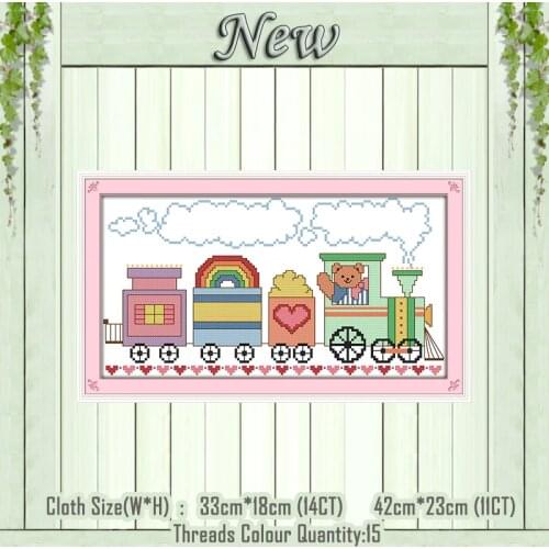 The little train cartoon diy painting counted print on the canvas DMC 11CT 14CT kits NKF Cross Stitch embroidery needlework Sets