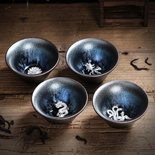 50/60/80/90ml Ceramics Teacups Ice Cracked Glaze Cup Chinese Kung Fu Tea Set Porcelain Traditional Skill Teacup Tea Set Bowl