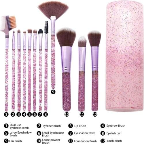 Makeup brushes set for women beauty cosmetics pencil 12 pcs make up brush profession Golden pink plastic box with bag