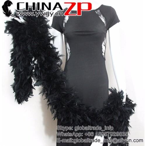 CHINAZP Feather Boas Wholesale Carnival Showing Fluffy Black Turkey Chandelle Feather Boa For Women Brazil Carnival Costumes