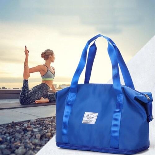 Korean Style Expandable Fashion Womens Gym Bag Oxford Cloth Waterproof Yoga Bags Large Capacity Light Travel Bags