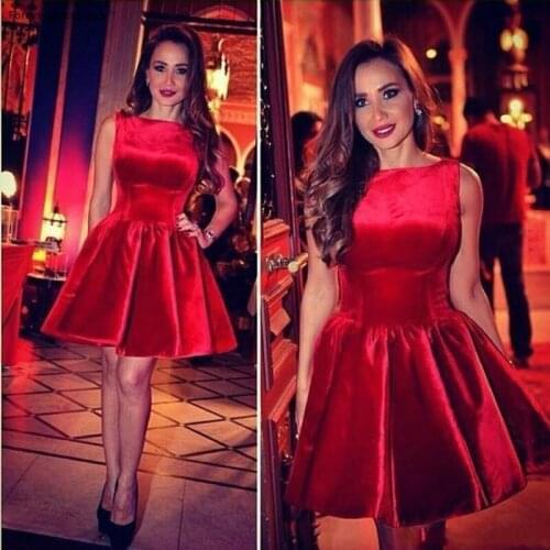 Short A Line Crew Neck Cocktail Dress Red Colour Party Dress Women Wear Plus Size Custom Made vestidos de festa