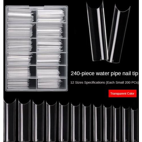 240pcs/box XL Expansion C Curve Square Fake Nail Tape Expand 12 Sizes Super Long Nail Rapid Forming Tool Nail Salon