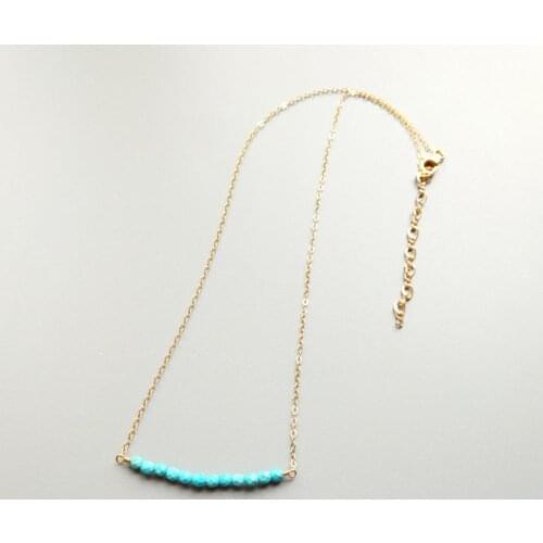 Lii Ji Turquoise Pyrite 3mm Beads American 14K GF Chain Link Delicated Handmade Necklace 40cm/45cm