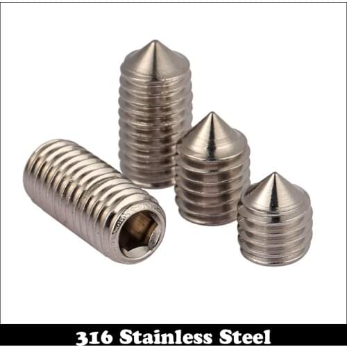M5 M8 OD 25mm 30mm Length 316 Stainless Steel 316ss Bolt DIN914 Hexagon Hex Socket Allen Head Grub Cone Point Jack Set Screw