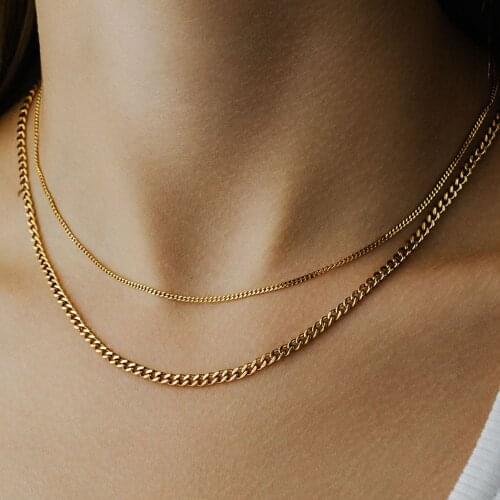 Mavis Hare Double Trouble Layered Necklace Stainless Steel KETTE Link Chain simple Choker Necklace as Fashion Lady Gift