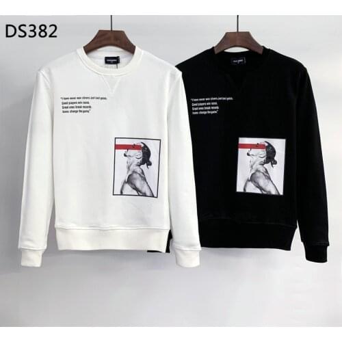 New Dsquared2 Mens Crew Neck Printed Letter Street Hip Hop Long Sleeve Sweatshirt Cotton High Quality Women/Mens Clothes DS374