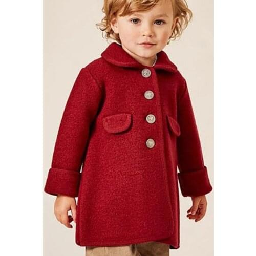 Spanish England wool Blends coat baby boys girls single breasted Long Sleeve kids long Outwears