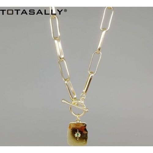 TOTASALLY Toggle Clasp Coin Pendant Necklaces for Women Circle Vintage Necklace for Women Minimalist Collar Necklace Dropship