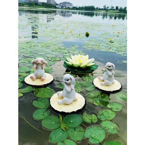 Pastoral Simulation Floating Rabbits Resin Ornaments Garden Pond Water Surface Landscape Sculpture Furnishings Decoration Crafts